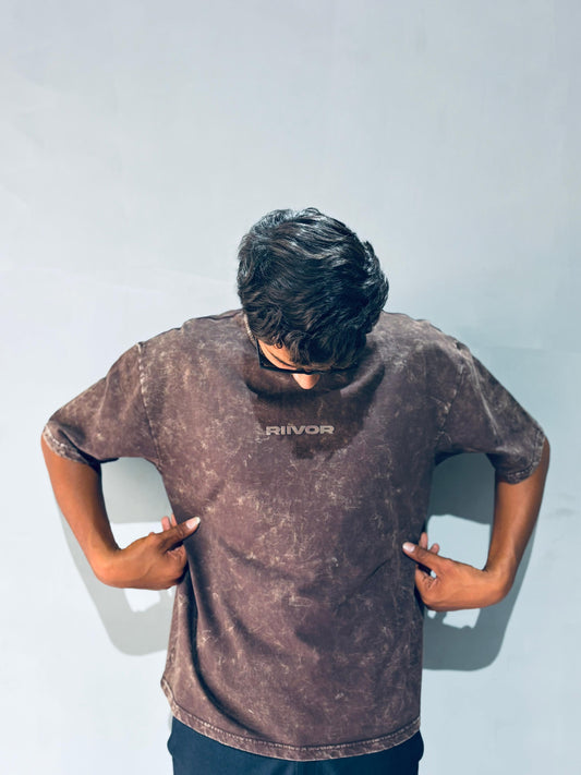 Brown Acid Wash Oversized T-Shirt.
