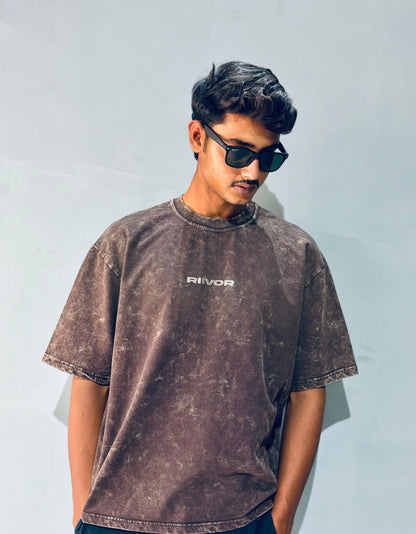 Brown Acid Wash Oversized T-Shirt.